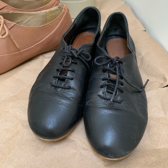 Zara Genuine Leather Black Flats - Picture 2 of 5